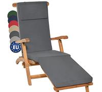 Beautissu Coussin Bain de Soleil 175x45x5 cm Loftlux DC - Matelas Bain de Soleil Housse Amovible - Coussin Transat Exterieur Chaise Longue Gris Graphite