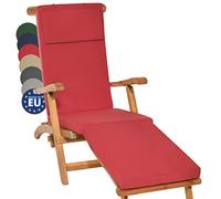 Beautissu Coussin Bain de Soleil 175x45x5 cm Loftlux DC - Matelas Bain de Soleil Housse Amovible - Coussin Transat Exterieur Chaise Longue Rouge