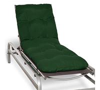 Beautissu Coussin Bain de Soleil 190x60 cm Flair RL - 8 cm Épais Coussin Chaise Longue pour Jardin Terrasse Balcon - Confortable Matelas Transat Exterieur - Vert Foncé