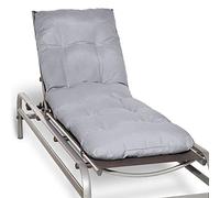 Beautissu Coussin Bain de Soleil 190x60 cm Flair RL - 8 cm Épais Coussin Chaise Longue pour Jardin Terrasse Balcon - Confortable Matelas Transat Exterieur - Gris Clair