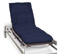 Beautissu Coussin Bain de Soleil 190x60 cm Flair RL - 8 cm Épais Coussin Chaise Longue pour Jardin Terrasse Balcon - Confortable Matelas Transat Exterieur - Bleu Foncé
