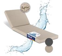 Beautissu Coussin Bain de Soleil 190x60 Imperméable Matelas Transat Bain de Soleil - Résistant aux Intempéries Séchage Rapide Lavable - Coussin Chaise Longue Exterieur Beige