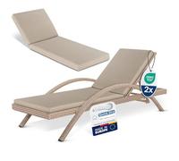 Beautissu Coussin Bain de Soleil 190x60 Imperméable Matelas Transat Bain de Soleil - Résistant aux Intempéries Séchage Rapide Lavable - Coussin Chaise Longue Exterieur Beige