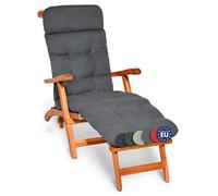 Beautissu Coussin Bain de Soleil 200x50x8 cm Flair DC - Matelas Transat Coussin Chaise Longue Exterieur pour Jardin Terrasse Balcon - Gris Graphite
