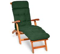 Beautissu Coussin Bain de Soleil 200x50x8 cm Flair DC - Matelas Transat Coussin Chaise Longue Exterieur pour Jardin Terrasse Balcon - Vert foncé