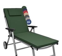 Beautissu Coussin Bain de Soleil 200x60x5cm Loft RL - Résistance UV Matelas Transat Exterieur Coussin Chaise Longue avec Fermeture Éclair - Vert Foncé