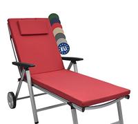 Beautissu Coussin Bain de Soleil 200x60x5cm Loft RL - Résistance UV Matelas Transat Exterieur Coussin Chaise Longue avec Fermeture Éclair - Rouge