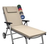 Beautissu Coussin Bain de Soleil 200x60x5cm Loft RL - Résistance UV Matelas Transat Exterieur Coussin Chaise Longue avec Fermeture Éclair - Nature