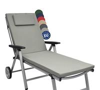 Beautissu Coussin Bain de Soleil 200x60x5cm Loft RL - Résistance UV Matelas Transat Exterieur Coussin Chaise Longue avec Fermeture Éclair - Gris Clair