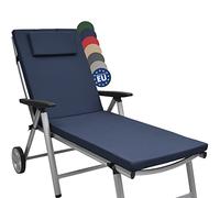 Beautissu Coussin Bain de Soleil 200x60x5cm Loft RL - Résistance UV Matelas Transat Exterieur Coussin Chaise Longue avec Fermeture Éclair - Bleu Foncé
