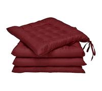 Beautissu Coussin Chaise Jardin Lea - Lot de 4 - Coussin Exterieur Confortable et épais - Idéal pour intérieur et extérieur - 40x40x5 cm - Rouge foncé