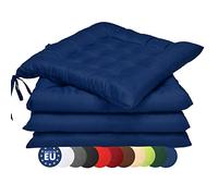 Beautissu Coussin Chaise Jardin Lea - Lot de 4 - Coussin Exterieur Confortable et épais - Idéal pour intérieur et extérieur - 40x40x5 cm - Bleu foncé