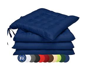 Beautissu Coussin Chaise Jardin Lea - Lot de 4 - Coussin Exterieur Confortable et épais - Idéal pour intérieur et extérieur - 40x40x5 cm - Bleu foncé