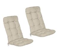 Beautissu Coussin Exterieur Jardin Flair HL - Set de 2 Coussins Chaise Jardin pour Chaise, Fauteuil ou transat de Jardin, terrasse ou Balcon - 120x50x8cm - Dossier Haut - Nature
