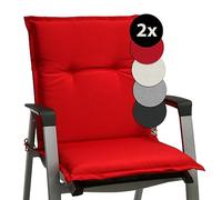 Beautissu Coussin d'assise Fauteuil Dossier Bas pour Jardin Balcon Camping | 100x50cm rouge 6cm d'epaisseur confortable lot de 2 pour chaise Coussins exterieur Base NL