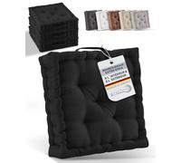 Beautissu Coussin de Sol d'assise Matelas épais Coton Chaise intérieur | 40x40cm 8cm noir set de 4 100% extérieur poignée de transport Beauitssu Coussins méditation Mila