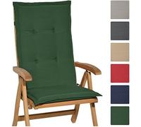 Beautissu Coussin Haut Dossier pour Chaise Jardin 120x50 cm Loft HL - 6 cm Rembourrage Extra Doux & Résistant à la Lumière UV - Confortable Coussin Assise Fauteuil Jardin Exterieur Vert Foncé
