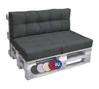 Beautissu Coussin Dossier Palette Euro 120x40 cm ECO Elements - Confortable Coussin Banquette Extérieur & Intérieur pour Jardin Canape Coussins Lounge Gris Graphite
