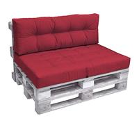 Beautissu Coussin Dossier Palette Euro 120x40 cm ECO Elements - Confortable Coussin Banquette Extérieur & Intérieur pour Jardin Canape Coussins Lounge Rouge
