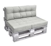 Beautissu Coussin Dossier Palette Euro 120x80 cm ECO Elements - Gris Clair - Confortable pour Banquette Extérieur & Intérieur, Jardin, Canapé, Lounge