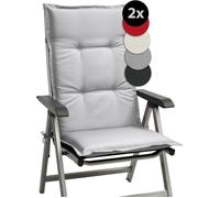 Beautissu Set de 2 Coussin Fauteuil Jardin Haut Dossier 120x50 cm Base HL - Antidérapant & Résistant Lumière UV 5 - Confortable Matelas Coussin Assise Chaise Exterieur Jardin Terrasse - Gris Clair