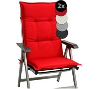 Beautissu Set de 2 Coussin Fauteuil Jardin Haut Dossier 120x50 cm Base HL - Antidérapant & Résistant Lumière UV 5 - Confortable Matelas Coussin Assise Chaise Exterieur Jardin Terrasse Balcon - Rouge