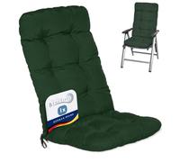 Beautissu Coussin Exterieur Jardin Flair HL - Coussin Chaise Jardin pour Chaise, Fauteuil ou transat de Jardin, terrasse ou Balcon - 120x50x8cm - Dossier Haut - Vert foncé