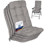 Beautissu Coussin Exterieur Jardin Dossier Haut Set de 4 pour Chaise Balcon | 120x50x8cm Gris Clair terrasse ou Balcon Coussins Fauteuil transat assise Flair HL