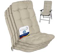 Beautissu Coussin Exterieur Jardin Dossier Haut Set de 4 pour Chaise Balcon