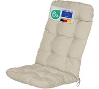 Beautissu Coussin Exterieur Jardin Flair HL - Set de 6 Coussins Chaise Jardin pour Chaise, Fauteuil ou transat de Jardin, terrasse ou Balcon - 120x50x8cm - Dossier Haut - Nature
