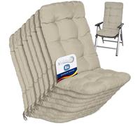 Beautissu Coussin Exterieur Jardin Flair HL - Set de 8 Coussins Chaise Jardin pour Chaise, Fauteuil ou transat de Jardin, terrasse ou Balcon - 120x50x8cm - Dossier Haut - Nature