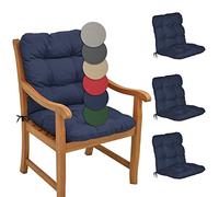 Beautissu Coussin Exterieur Jardin Flair NL - Set de 4 Coussins Chaise Jardin pour Chaise, Fauteuil ou transat de Jardin, terrasse ou Balcon - 100x50x8cm - Dossier Standard - Bleu foncé