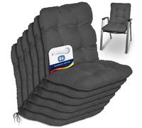 Beautissu Coussin Exterieur Jardin Flair NL - Set de 6 Coussins Chaise Jardin pour Chaise, Fauteuil ou transat de Jardin, terrasse ou Balcon - 100x50x8cm - Dossier Standard - Anthracite