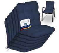 Beautissu Coussin Exterieur Jardin Flair NL - Set de 6 Coussins Chaise Jardin pour Chaise, Fauteuil ou transat de Jardin, terrasse ou Balcon - 100x50x8cm - Dossier Standard - Bleu foncé