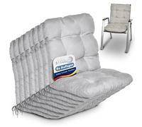 Beautissu Coussin Exterieur Jardin Flair NL - Set de 8 Coussins Chaise Jardin pour Chaise, Fauteuil ou transat de Jardin, terrasse ou Balcon - 100x50x8cm - Dossier Standard - Gris Clair