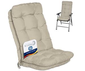Beautissu Coussin Exterieur Jardin Set de 2 Chaise Fauteuil transat Balcon | 120x50x8cm nature de terrasse ou Coussins Dossier Haut rembourrage siège galette Flair HL