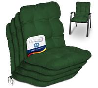 Beautissu Coussin Extérieur Jardin Set de 4 pour Chaise Fauteuil transat | 100x50x8cm vert foncé dossier standard coussins pour terrasse balcon bas assise galette Flair NL