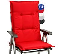 Beautissu Coussin Fauteuil Jardin Haut Dossier 120x50 cm Base HL - Antidérapant & Résistant Lumière UV 5 - Confortable Matelas Coussin Assise Chaise Exterieur Jardin Terrasse Balcon - Rouge