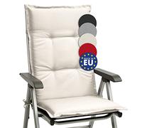 Beautissu Coussin Fauteuil Jardin Haut Dossier 120x50 cm Base HL - Antidérapant & Résistant Lumière UV 5 - Confortable Matelas Coussin Assise Chaise Exterieur Jardin Terrasse Balcon - Nature
