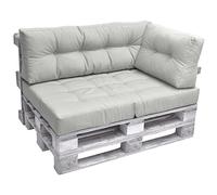 Beautissu Coussin Latéral Accoudoir Palette Euro 60x40 cm ECO Elements - Confortable Coussin Lounge de Côté Extérieur & Intérieur pour Jardin Canape Banquette - Gris Clair