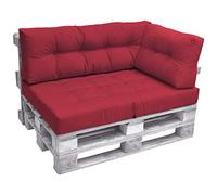 Beautissu Coussin Latéral Accoudoir Palette Euro 60x40 cm ECO Elements - Confortable Coussin Lounge de Côté Extérieur & Intérieur pour Jardin Canape Banquette - Rouge