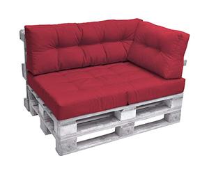 Beautissu Coussin Latéral Accoudoir Palette Euro 60x40 cm ECO Elements - Confortable Coussin Lounge de Côté Extérieur & Intérieur pour Jardin Canape Banquette - Rouge