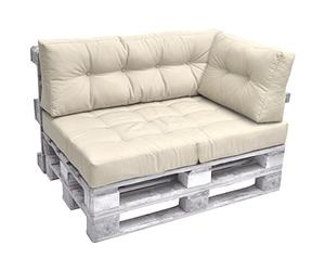 Beautissu Coussin Latéral Accoudoir Palette Euro 60x40 cm ECO Elements - Confortable Coussin Lounge de Côté Extérieur & Intérieur pour Jardin Canape Banquette - Nature