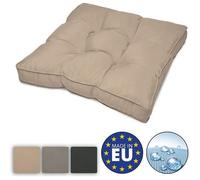 Beautissu Coussin Fauteuil Jardin Assise 50x50x10 cm - Résistant à l’Eau, Anti-Salissures & Lavable - Coussin Salon de Jardin Exterieur Déperlant pour Canapé Chaise Banc Terrasse Balcon - Nature