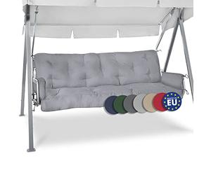 Beautissu Coussin pour Balancelle 180x50x8 cm Flair HS - Coussin de Jardin avec 2 Oreillers - Matelas pour Banc de Jardin, Rembourrage Flocons de Mousse - Gris Clair