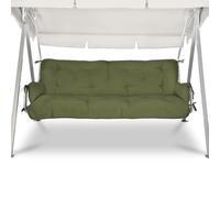 Beautissu Coussin pour Balancelle avec 2 Oreillers Matelas pour Banc Mousse | 180x50x8cm Vert Olive Rembourrage Flocons de Jardin d'assise exterieur Flair HS