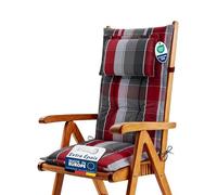 Beautissu Coussin Premium Coussin Chaise Dossier Haut Coussin Exterieur Jardin 120x50x7cm Matelas épais Fait en UE Matériel Robuste 200g/m² Résistance UV HighLux HL Gris-Rouge-Bleu Clair carré