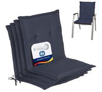 Beautissu Coussins de Jardin de Chaise Dossier Bas Exterieur épais | 100x50x6cm bleu foncé set de 4 coussin épais et confortable rembourrage mousse noyau galette siège Loft NL