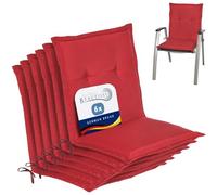 Beautissu Coussins de Jardin de Chaise Dossier Bas extérieur Set | 100x50x6cm rouge épais confortable coussin noyau mousse garniture galette Loft NL