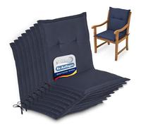 Beautissu Coussins de Jardin de Chaise épais Confortable à Dossier Bas | 100x50x6cm bleu foncé coussin extérieur set de 8 Exterieur galette Loft NL